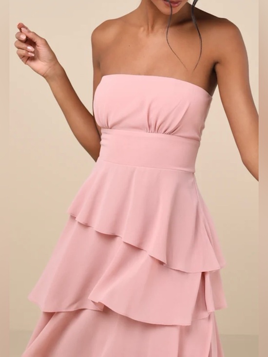 Lulus Gorgeous Essence Blush Strapless Tiered Maxi Dress XL NWT - Picture 2 of 6